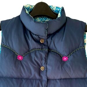 Reversible American Eagle Western Embellished Puffer Vest Navy Blue Size M